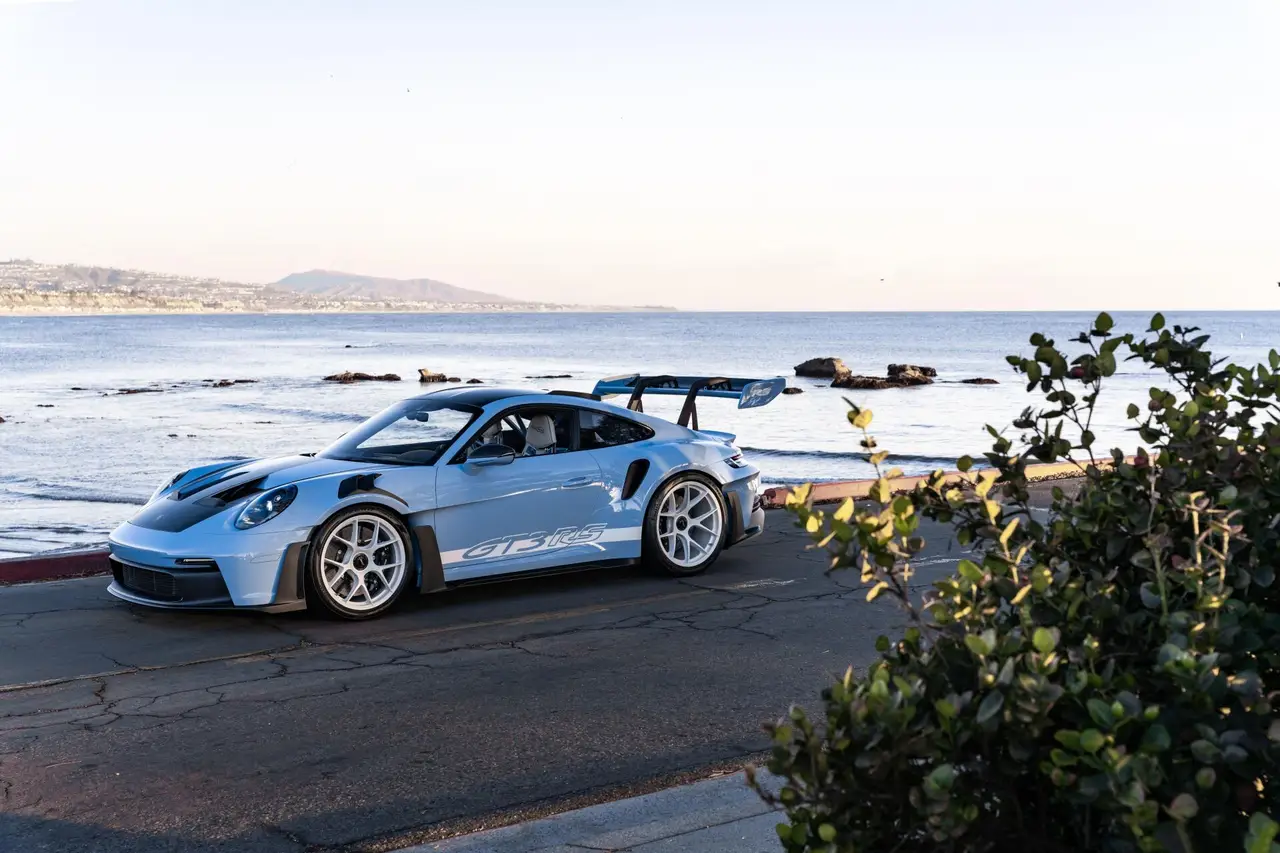 Performance car beside the Mediterranean