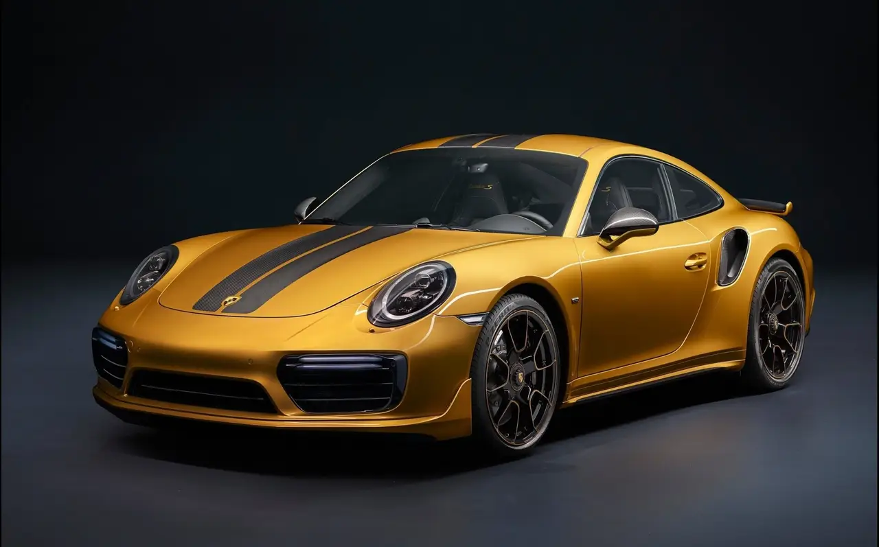 Premium performance car in a dark studio